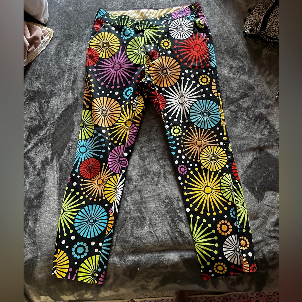 LOUDMOUTH Fireworks Print Golf Pants - Size 35 X 32 L 97% Cotton 3% Spandex
